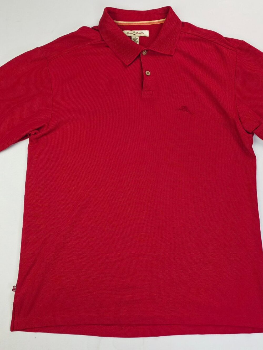 Tommy Bahama Embroidered Chest Hem Logo Short Sleeve Mens Size XL Red Polo
